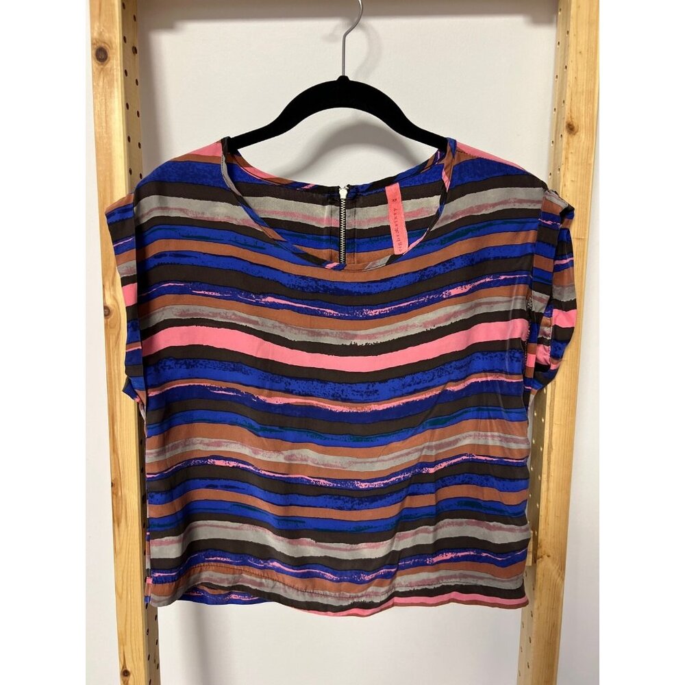Eight Sixty Striped Silk Cuffed Top ( XS )
